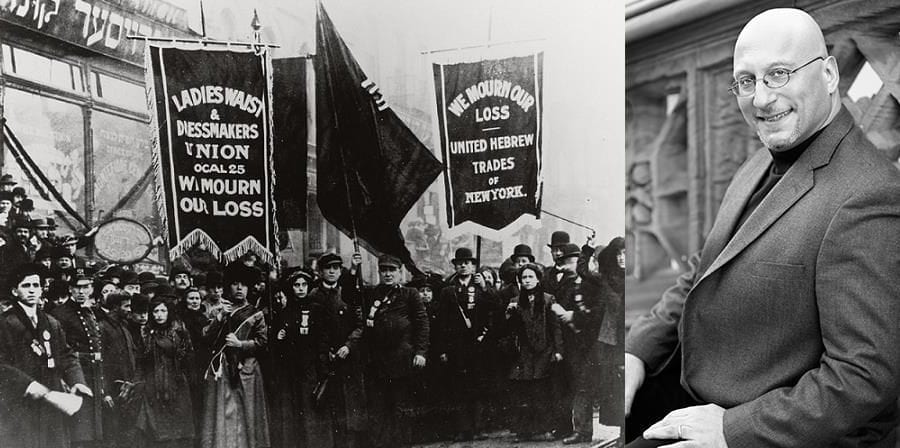 A union protest after the shirtwaist factory fire, along with Warren Shaw, NYC historian